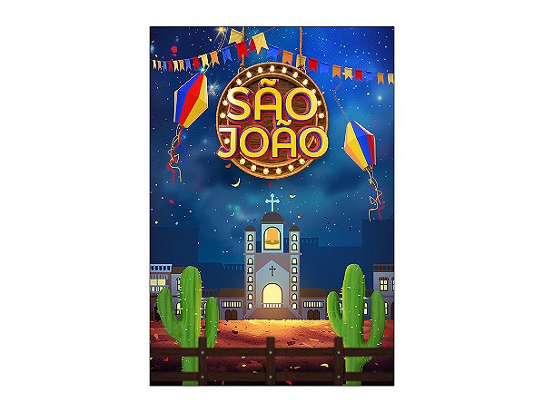 Painel De Festa Vertical 1,50 x 2,20 - Festa Junina Igreja Iluminada São João 085