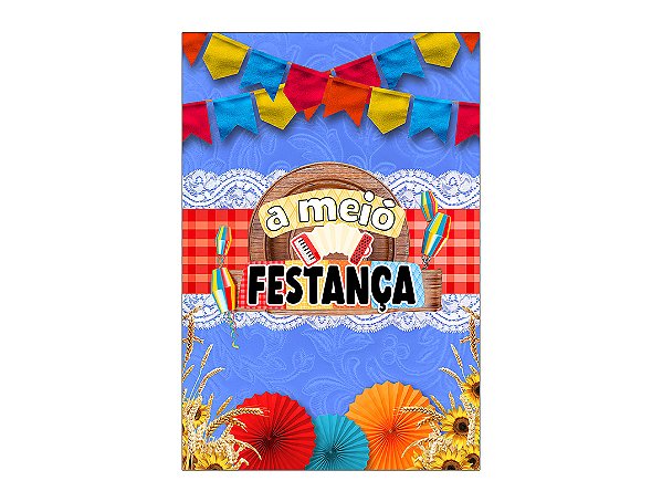 Painel De Festa Vertical 1,50 x 2,20 - Festa Junina Bandeirolas A Meió Festança 083