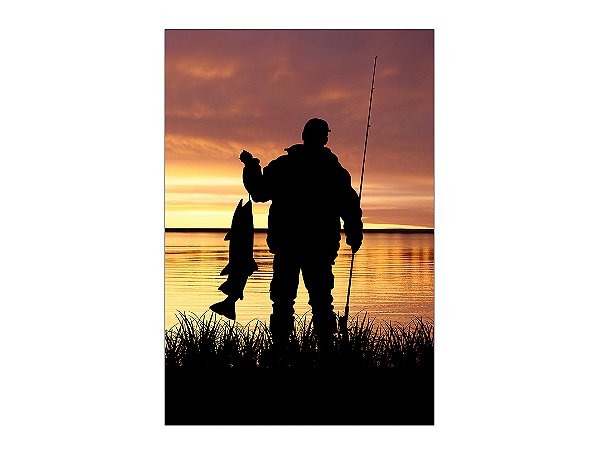 Painel De Festa Vertical 1,50 x 2,20 - Pescador Silhuetas no Por do Sol 009