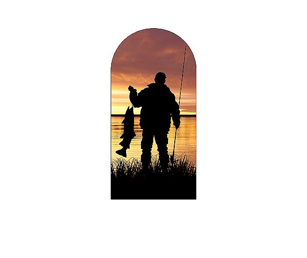 Painel Romano Veste Fácil 1,00x2,00 - Pescador Silhuetas no Por do Sol 009