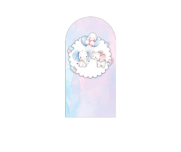 Painel Romano Veste Fácil 1,00x2,00 - Elefantinhos com Balões Azul e Rosa 058