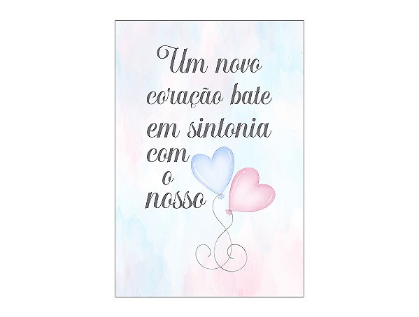 Painel De Festa Vertical 1,50 x 2,20 - Revelação Balões de Coração Azul e Rosa 059
