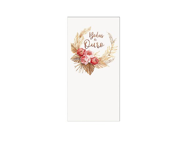 Painel De Festa Vertical 1,00 x 2,00 - Floral Boho Mocha Bodas de Ouro 042