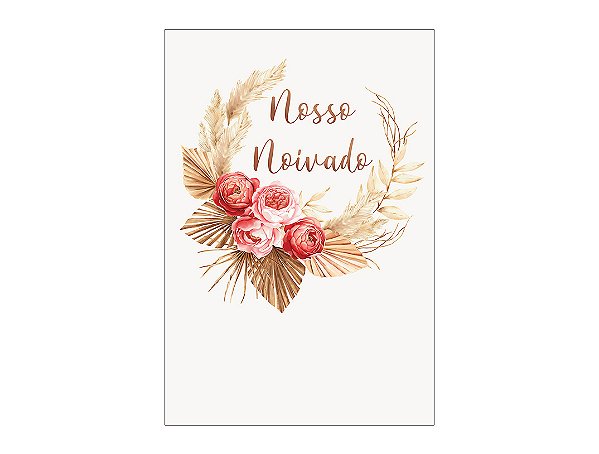 Painel De Festa Vertical 1,50 x 2,20 - Floral Boho Mocha Nosso Noivado 048