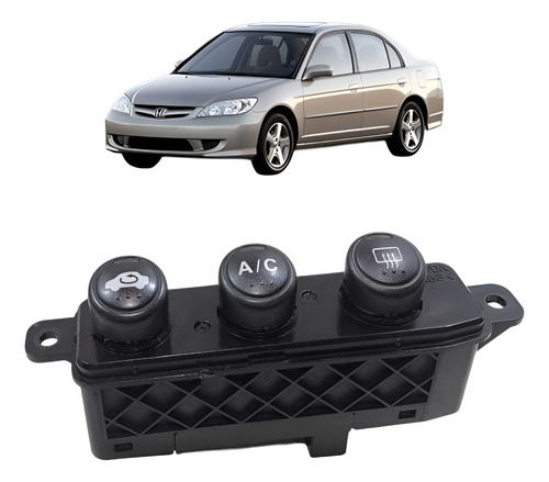 Botão Ar Condicionado Desembaçador Honda Civic 2002 A 2006 Preto