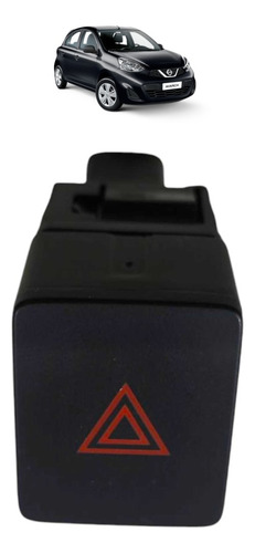 Botao Pisca Alerta Nissan March 2015 2016 2017 2018 A 2020 Preto