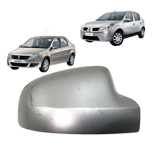Capa Retrovisor Renault Sandero Logan Lado Direito Prateado
