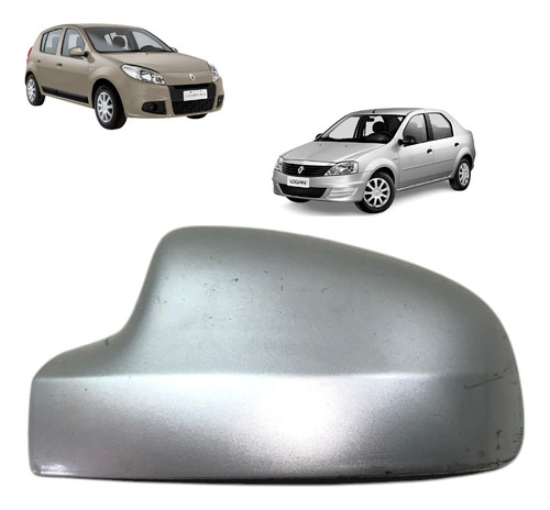 Capa Retrovisor Renault Sandero Logan Lado Esquerdo Cinza-escuro