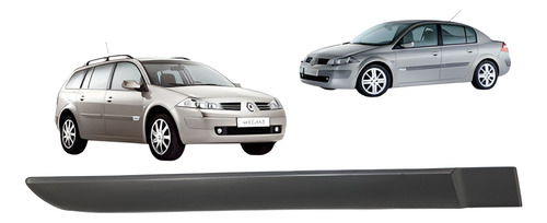 Friso Porta Traseira Direita Megane 2007 2008 2009 2010 2011 Preto