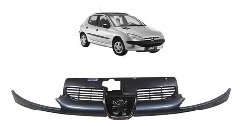 Grade Dianteira Superior Parachoque Peugeot 206 1999 A 2010 Verde-escuro Brilhante