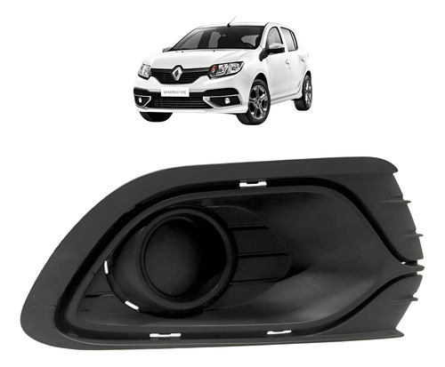 Grade Farol Milha Direito Sandero Logan 2014 2015 2016 2017 Preto Direito