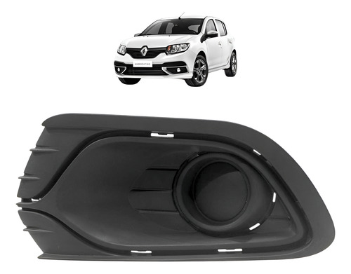 Grade Farol Milha Esquerdo Sandero Logan 2014 2015 2016 2017 Preto Esquerdo