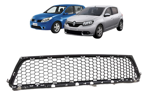 Grade Inferior Parachoque Dianteiro Sandero 2007 2008 A 2013 Preto Fosco