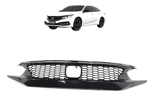 Grade Parachoque Dianteiro Honda Civic 2017 2018 2019 A 2021 Preto Plástico