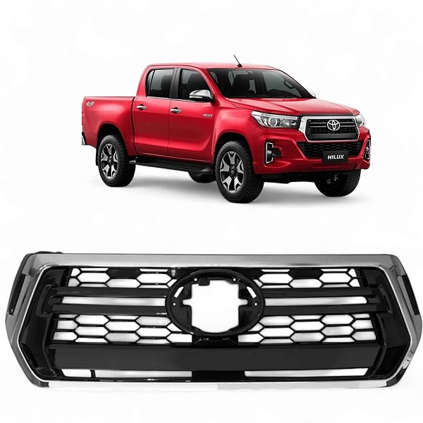 Grade Radiador Hilux 2018 a 2020 Black Piano Moldura Cromada
