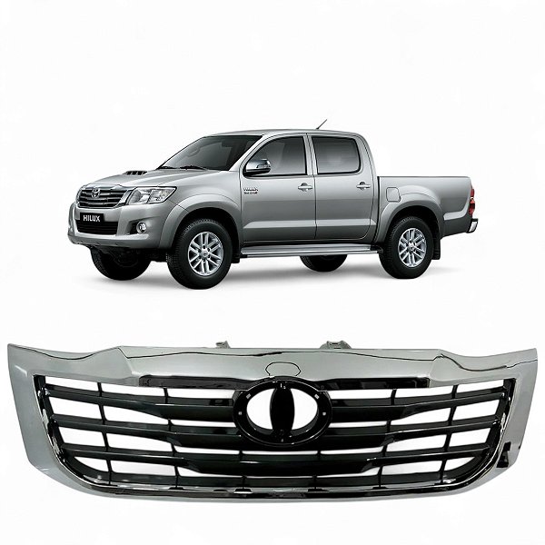Grade Radiador Hilux Srv Cromada e Cinza 2012 2013 2014 2015