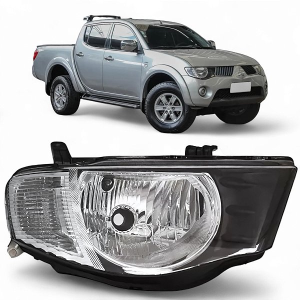 Farol direito L200 2007 À 2016 Foco Simples Pisca Cristal