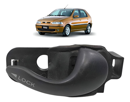 Maçaneta Interna Direita Fiat Palio 1997 1998 1999 A 2005 Preto Dianteira/traseira