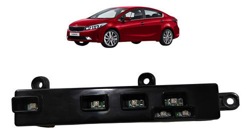 Moldura Bara Leds Alavanca Cambio Kia Cerato 2017 Até 2018 Preto Lisa