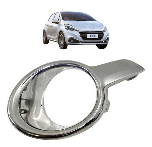 Moldura Farol Milha Direito Peugeot 208 2013 2014 2015 2016 Prateado Direito