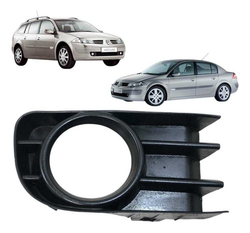 Moldura Grade Farol Milha Direito Megane 2007 2008 Até 2012 Preto Direito