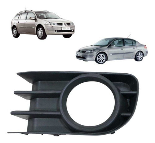 Moldura Grade Farol Milha Esquerdo Megane 2007 2008 Até 2012 Preto Esquerdo