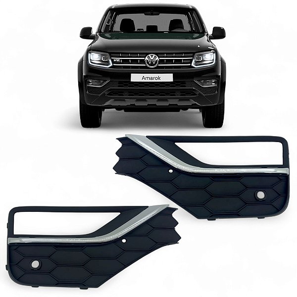 Par Grade Moldura Farol Milha Amarok 2017 2018 a 2023 C/furo