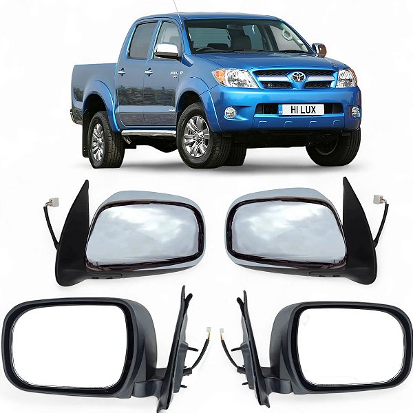 Par De Retrovisor Hilux 2005 06 07 A 2011 Elétrico Cromado