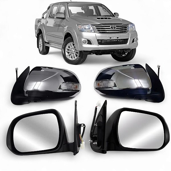 Par De Retrovisor Hilux C Pisca Cromado 2012 2013 2014 2015