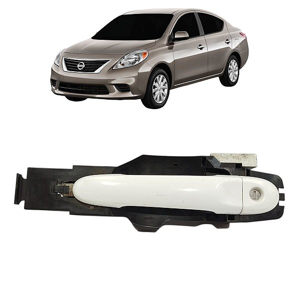 Maçaneta Porta Dianteira Esquerda Nissan Versa 2015 A 2019 Branco Dianteira