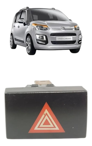 Botão Central Pisca Alerta Citroën C3 Picasso 2010 A 2015 Preto