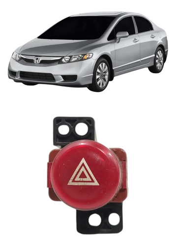Botão Pisca Alerta Honda New Civic 2009 2010 2011 2012 2013 Vermelho