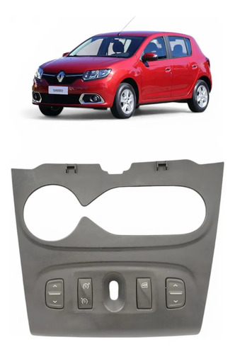 Moldura Comando Ar Botões Sandero 2015 2016 2017 2018 2019 Cinza