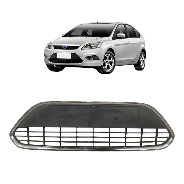 Grade Inferior Parachoque Dianteiro Ford Focus 2009 A 2012 Preto Plastico