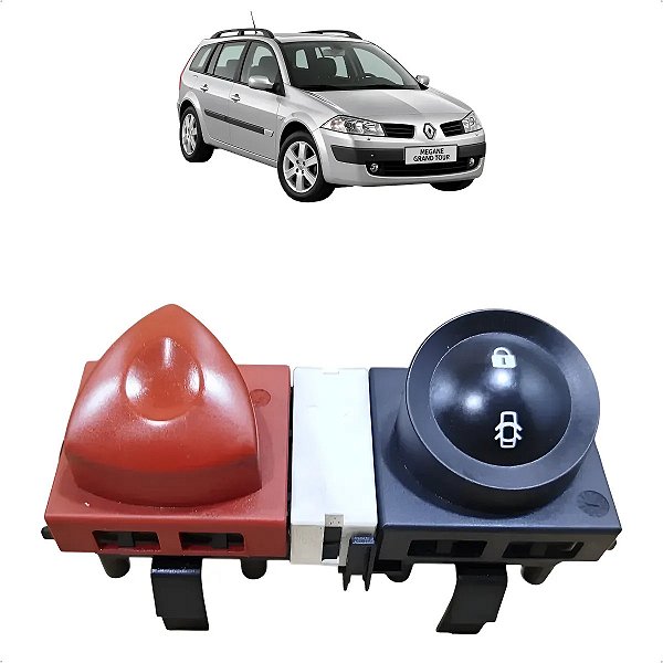 Botao Pisca Alerta Trava Portas Renault Megane Grand Tour Cinza