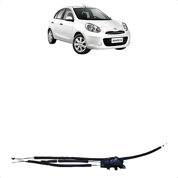 Maçaneta Interna Cabo Fechadura Nissan March 2011 A 2019 Preto Dianteira