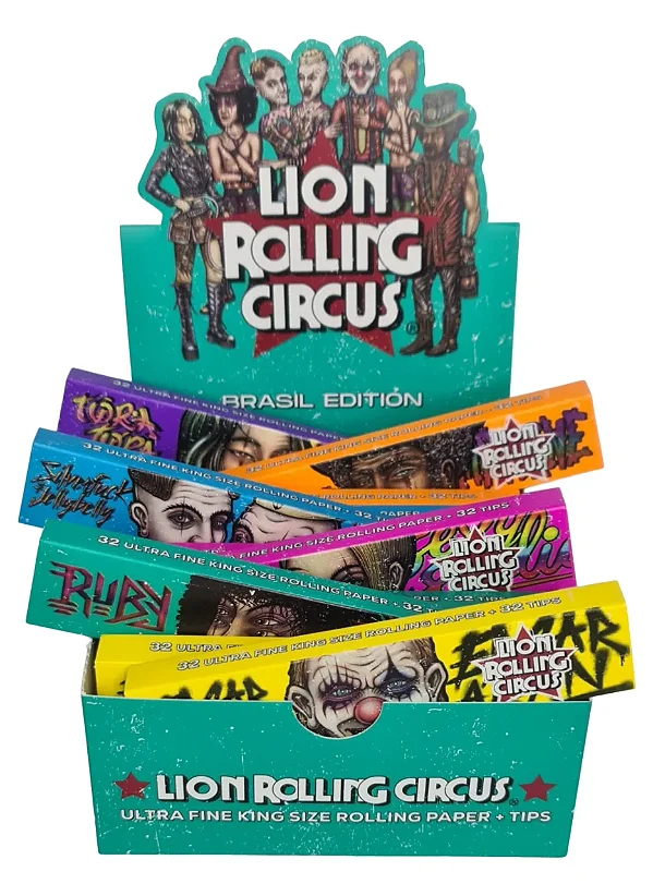 Caixa Seda Lion Rolling Circus Brasil Edition King Size C/ Piteira