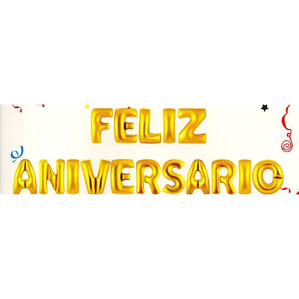 KIT BALÕES FELIZ ANIVERSARIO 40CM C/16 LETRAS