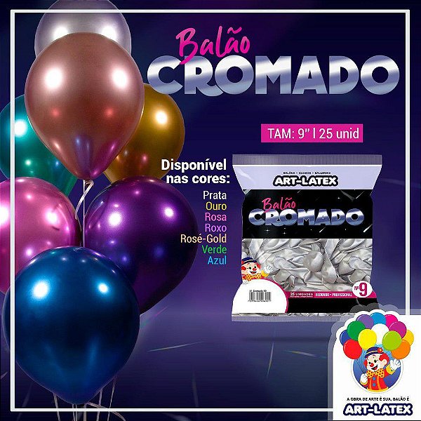 Balão Cromado N°9 ART-LATEX c/25 Unidades