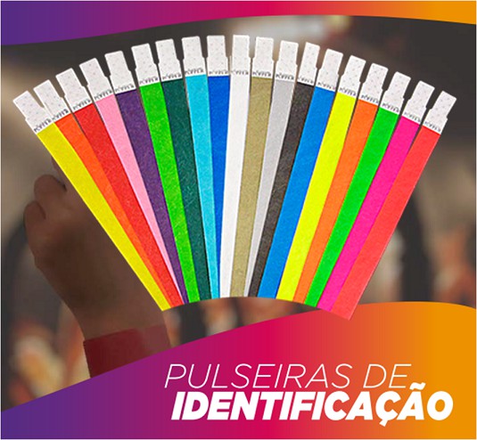 50 Pulseiras de Identificação Profissional 24cm x 2cm (DIVERSAS CORES)