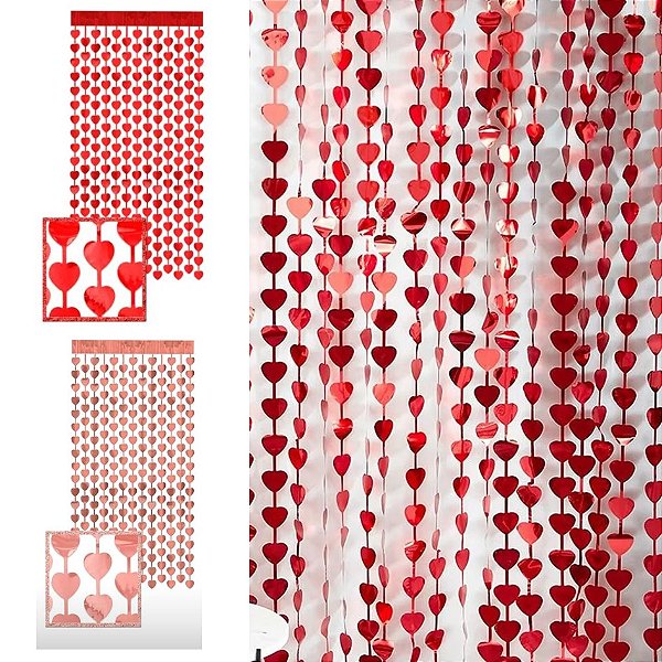 CORTINA METALIZADA CORAÇÕES