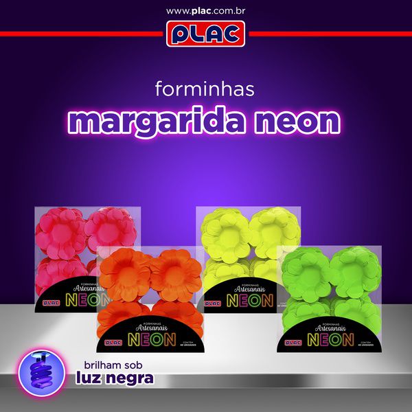 Forma p/ Doce Margarida Neon Caixa c/40 Unidades - PLAC (DIVERSAS CORES)