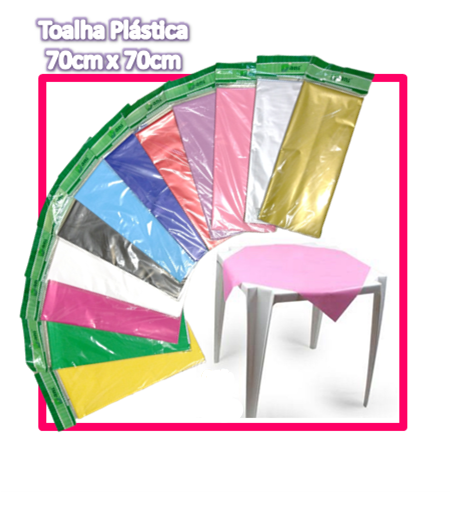 Kit 10 Toalha De Mesa Plástica Lisa 70x70cm