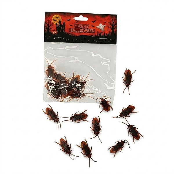 Barata de Plástico Pequena c/10 Unidades Pegadinha Halloween