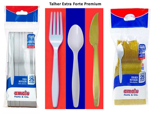 Garfo / Faca / Colher Refeição Extra Forte Premium c/25