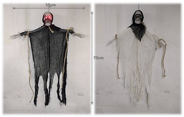 Enfeite Caveira Fantasma 70cm com Luz e Som - Halloween