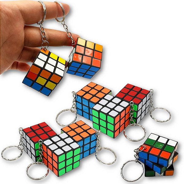 Kit 12 Chaveiros Mini Cubo Mágico 3x3 p/ Lembrancinha