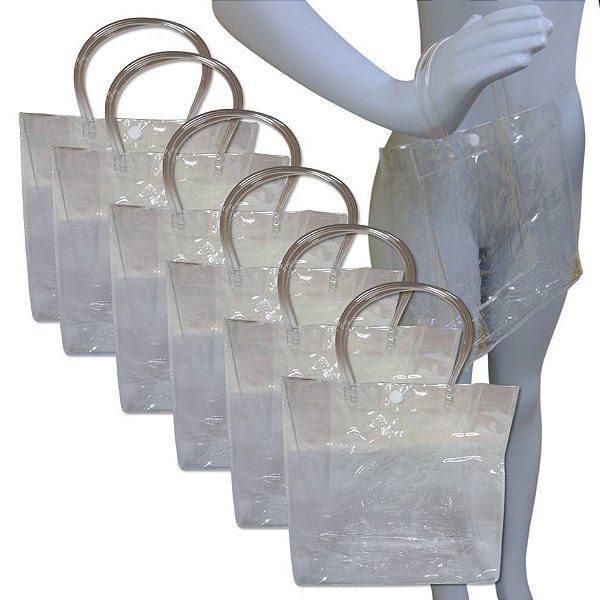 Kit 10 Sacolas Transparentes com Fecho p/ Presente Lembrança