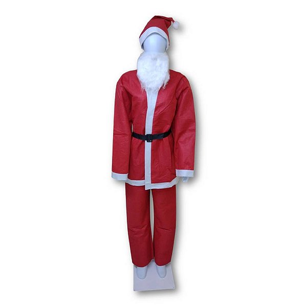 Fantasia Roupa de Papai Noel 5 Peças Adulto Feltro