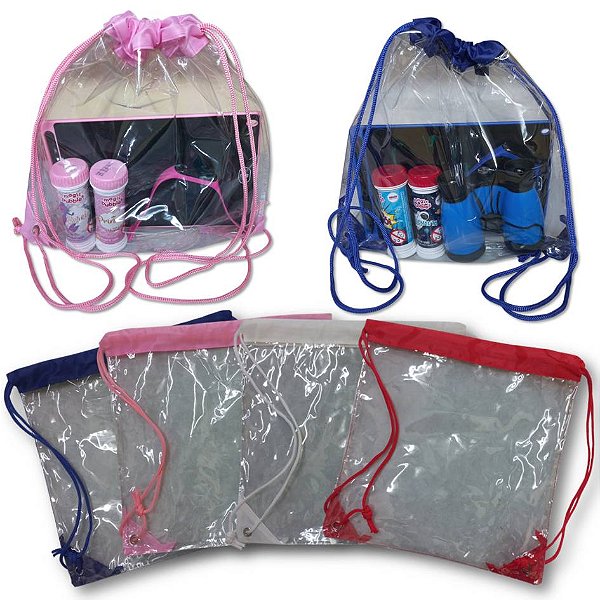 Kit 10 Mochilas Saco Transparentes
